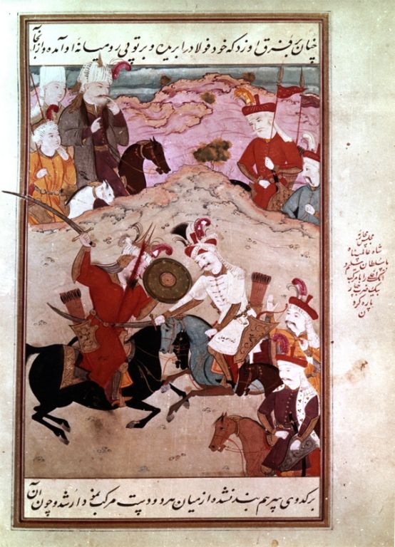 Миниатюра, изображающая Шаха Исмаила, убивающего в ходе Чалдыранской битвы султана Селима I