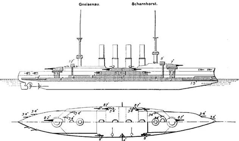 Броненосный крейсер шарнхорст чертежи