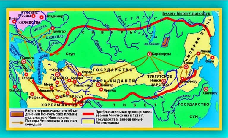 Вероятные границы империи Чингисхана.