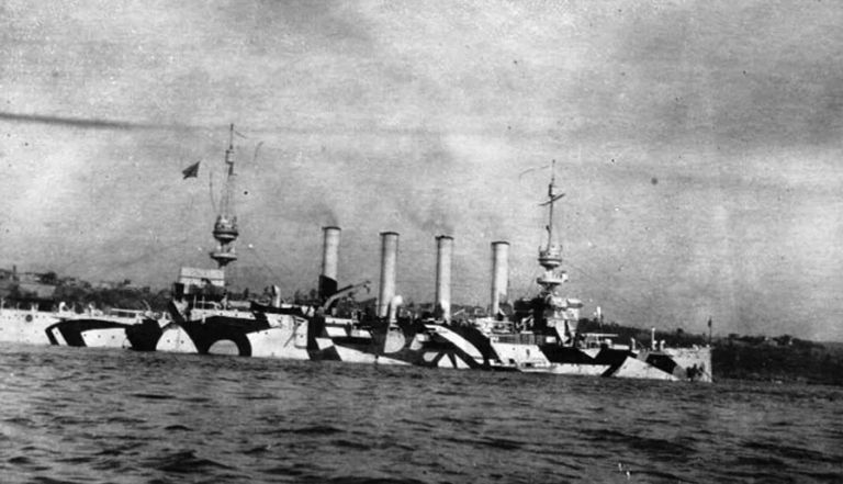 Крейсер «Сент-Луис» в камуфляжной окраске, сентябрь 1918 года