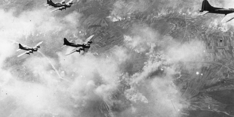 Boeing B-17F formation over Schweinfurt, Germany, on Aug. 17, 1943. (U.S. Air Force photo)