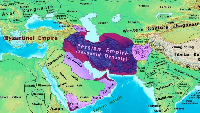 Карта Сасанидской империи после завоевания Эфталитами