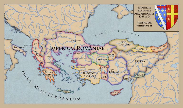 Карта возрождённой Латинской Империи