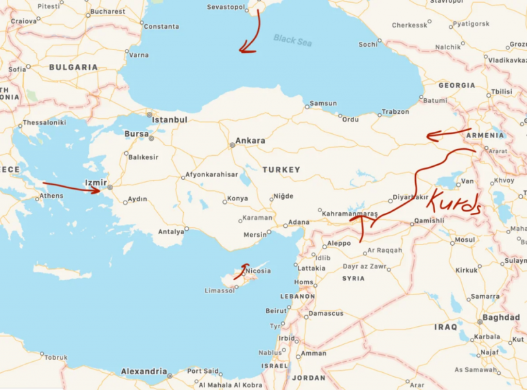 На какие части может распасться территория Турции в случае прямого столкновения с Россией