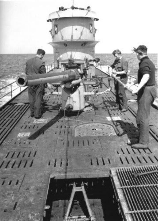 Немецкая 88 мм пушка на подводной лодке