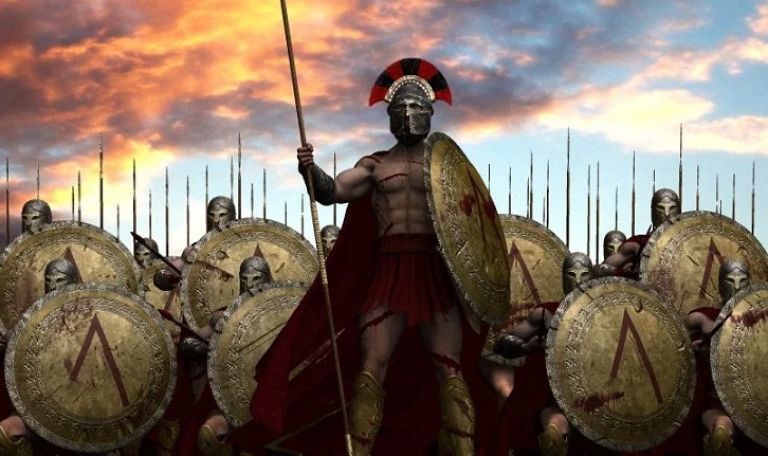 Легендарный царь Леонид и его 300 спартанцев.