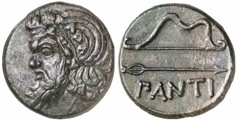 Надпись ГАNТI, то есть ганты. подлинное имя гуннов.Гантами назвали воинов Шивы.Монета 3в.