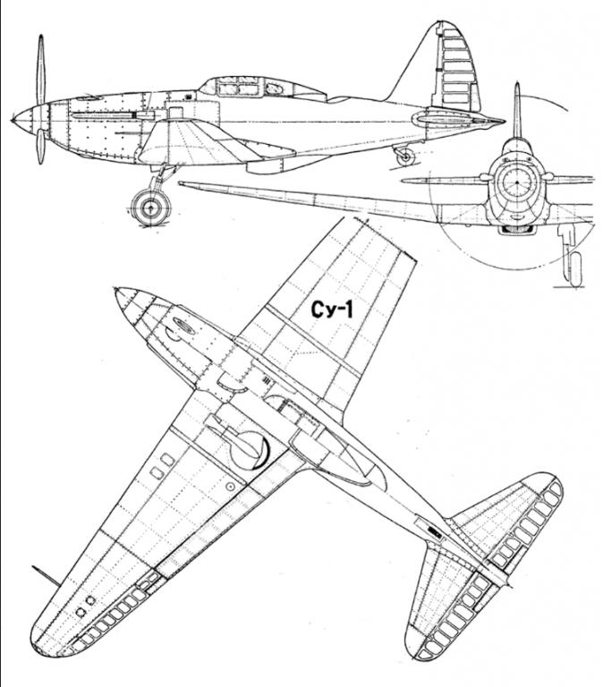 Схема истребителя Су-1. 