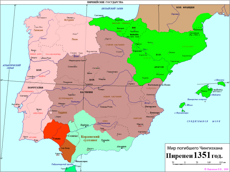Карта Испании на 1351 год