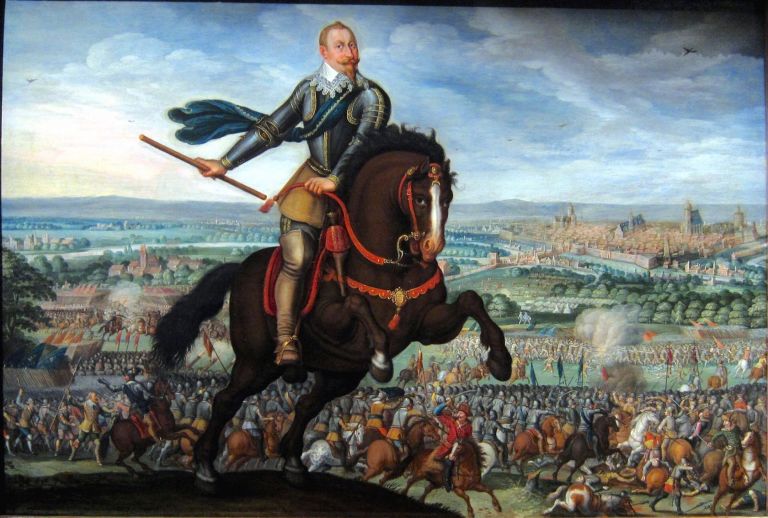 Король Швеции Густав II Адольф в бою