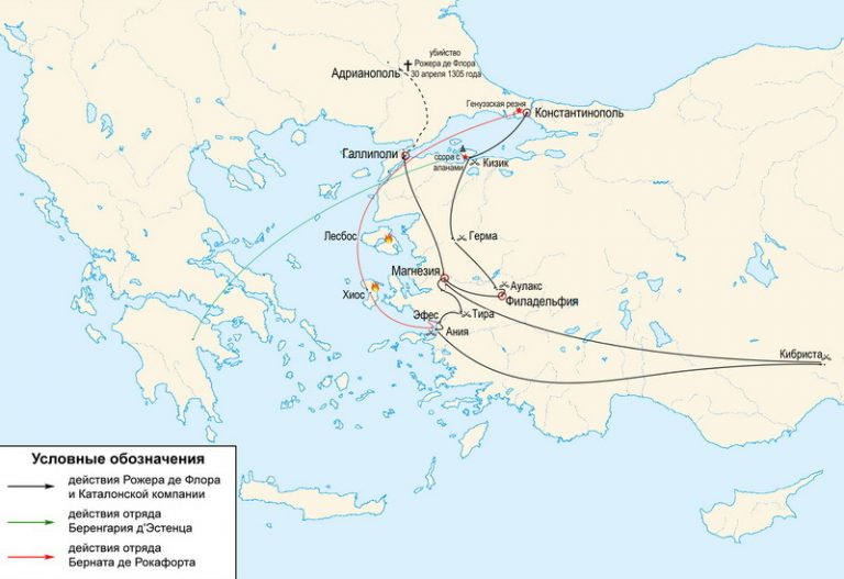 Кампании каталонцев в Малой Азии и Греции в 1303-1304 годах.commons.wikimedia.org
