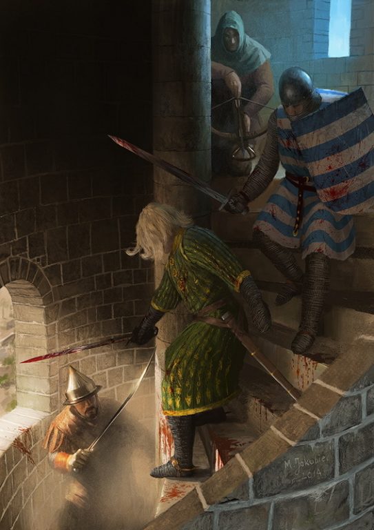 Обороняющиеся в адрианопольской колокольне каталонские рыцари.