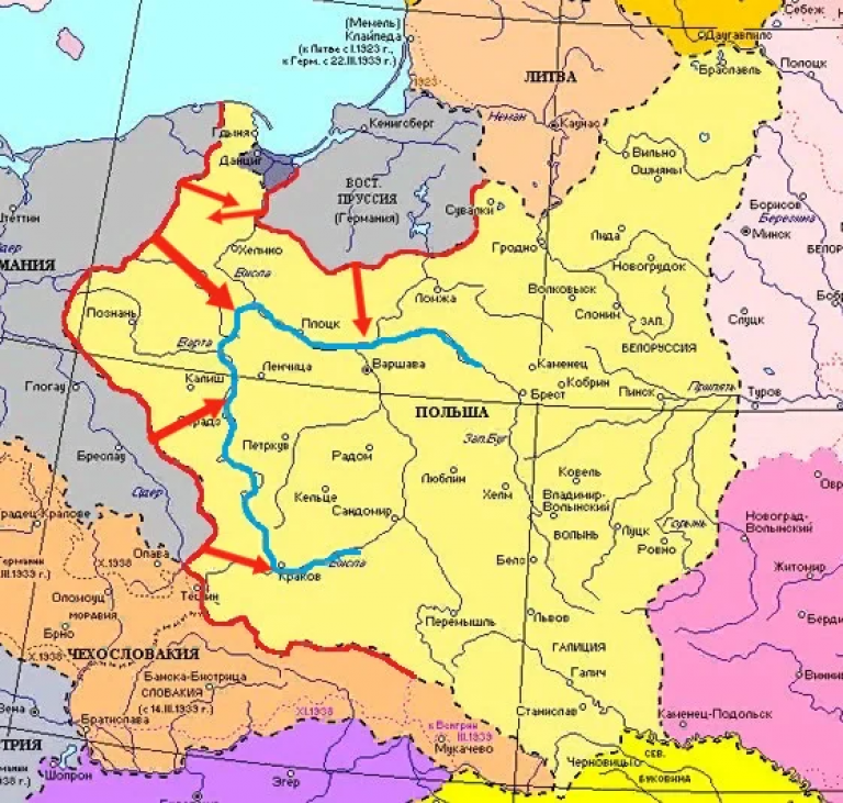 Примерная карта первой фазы плана "Запад"