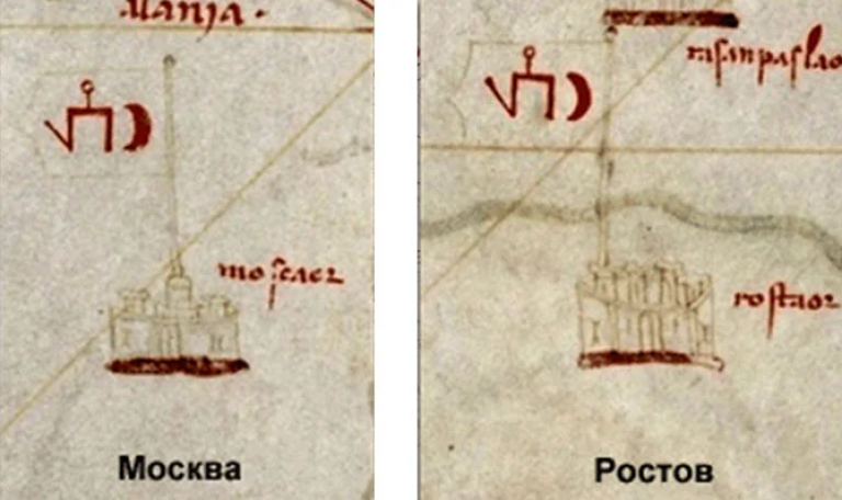 Москва и Ростов под ордынскими флажками на карте Анджелино Дулцерта 1339 г.