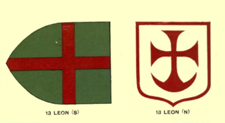 Флаг и герб "Королевства Леон" из сочинения францисканского монаха "Книга знаний всех королевств..."