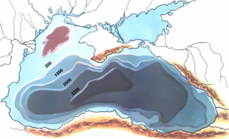 Рис. 2. Схема глубин современного Чёрного моря