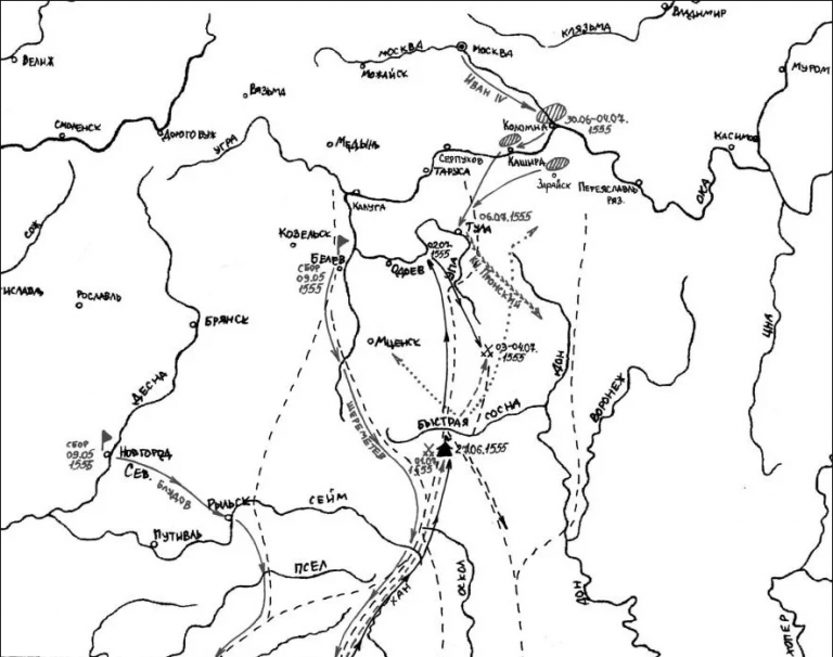 Карта похода Шереметева и Девлет-Гирея историка Виталия Пенского
