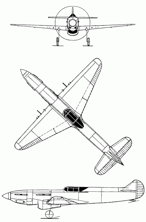 Схема проекта истребителя "И-1"