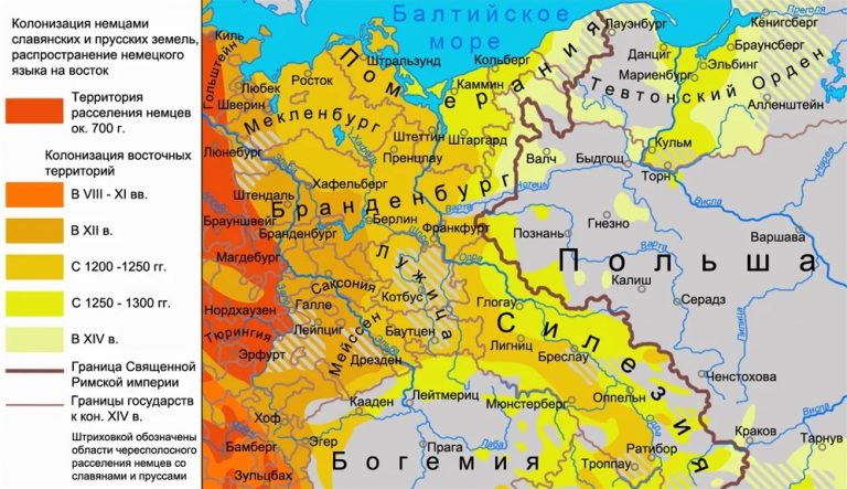 Карта №5. Военно-экономическая колонизация земель славян и поруссов в VIII-XIV веках. 