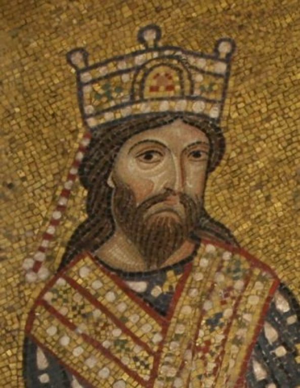 Роджер II на мозаике в церкви Марторана в Палермо