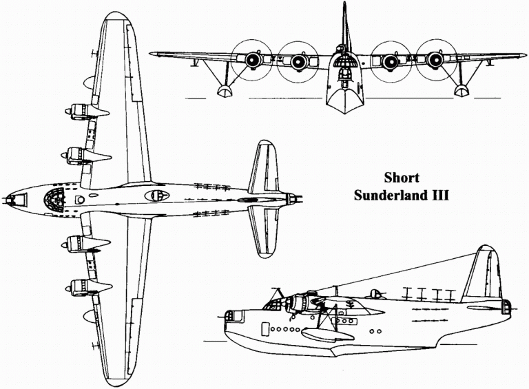 Схема летающей лодки Шорт S.25 "Сандерленд".