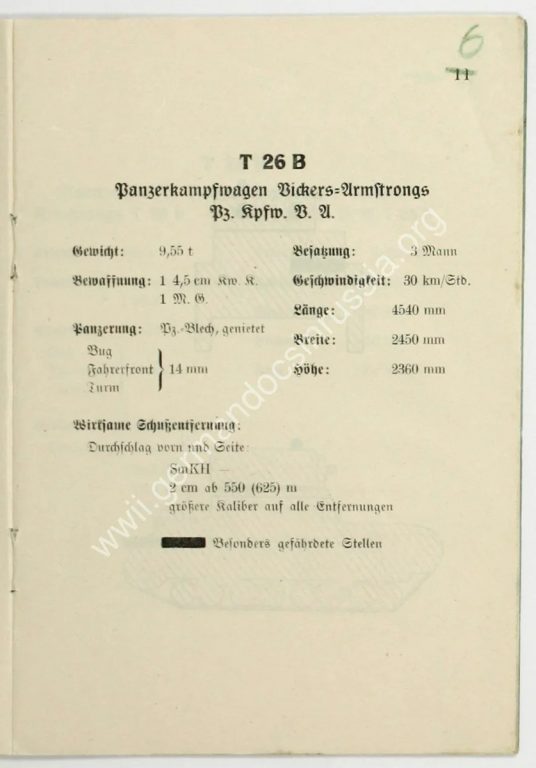 Немецкая разведка об основных типах советских танков. Памятка 1941 года