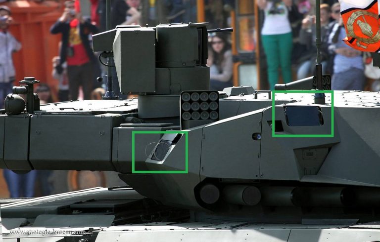 РЛС с активной фазированной антенной решёткой (АФАР) на башне танка Т-14 платформы «Армата»