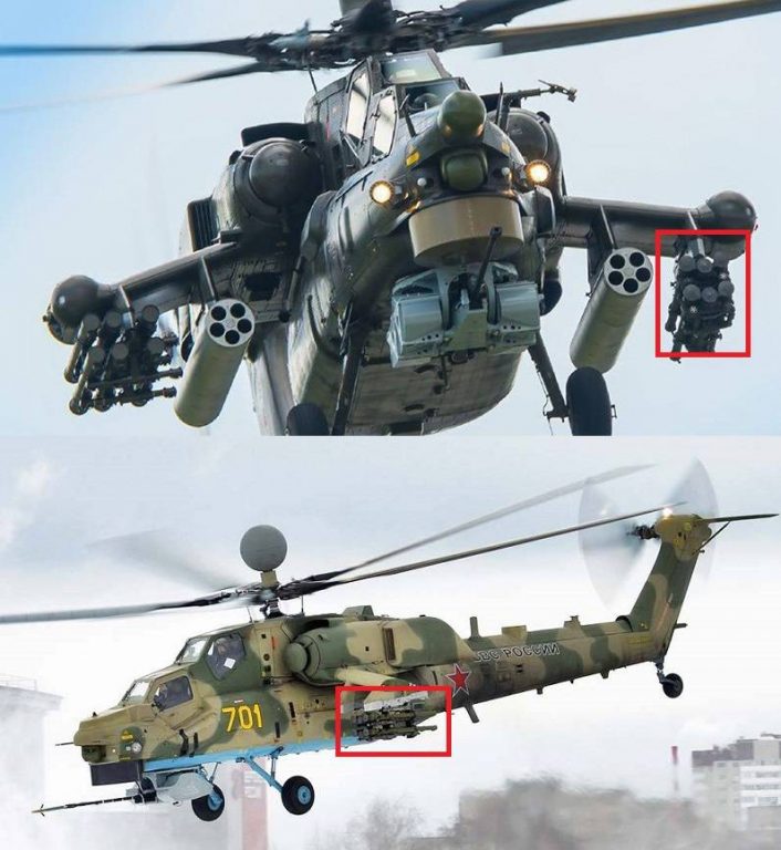 Ракеты «Игла-В» на вертолётах Ми-28Н (вверху) и Ми-28НМ (внизу)