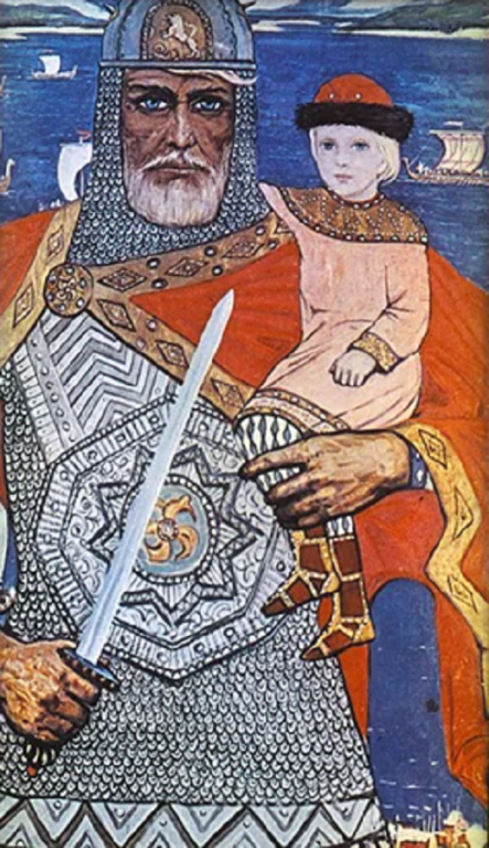 Князь Олег с малолетним Игорем (Иллюстрация из открытых источников)