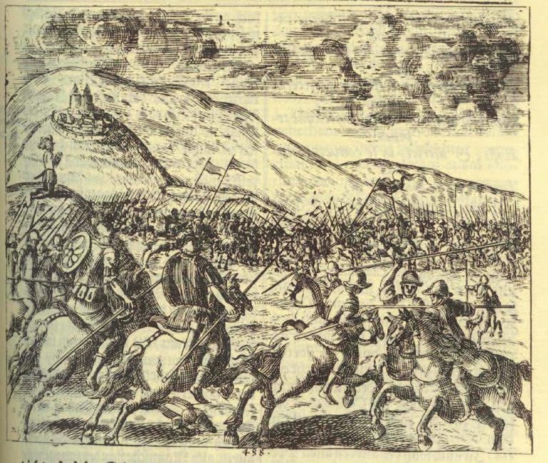 Битва в представлении гравера XVII века. 
