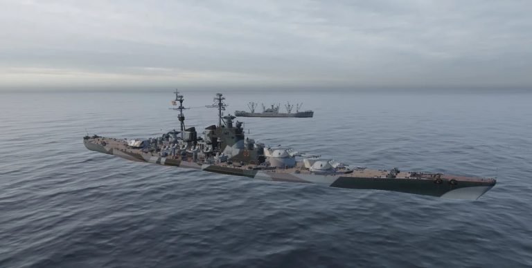 Общий вид линкора "Слава" по игровой модели World of Warships