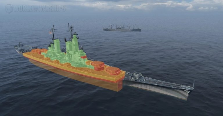 Схема цитадели крейсера проекта СА-2D, без бронирования оконечностей