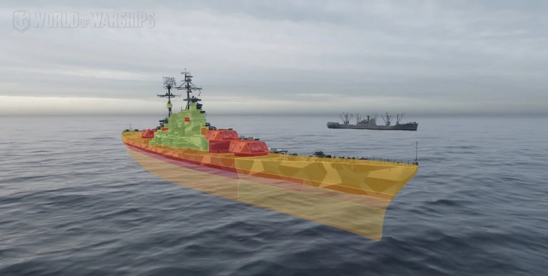 Схема полного бронирования линкора "Кремль" - по игровой модели World of Warships
