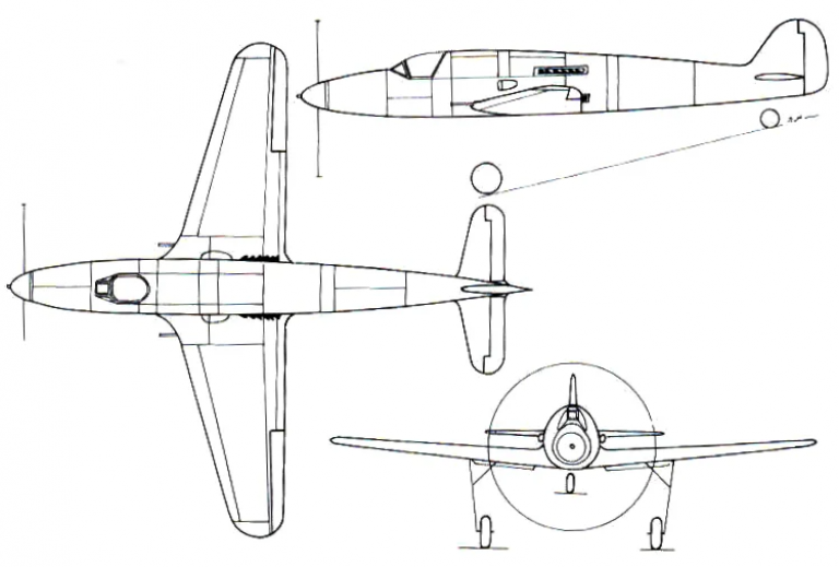 Схема самолета с двигателем Jumo 222 C/D