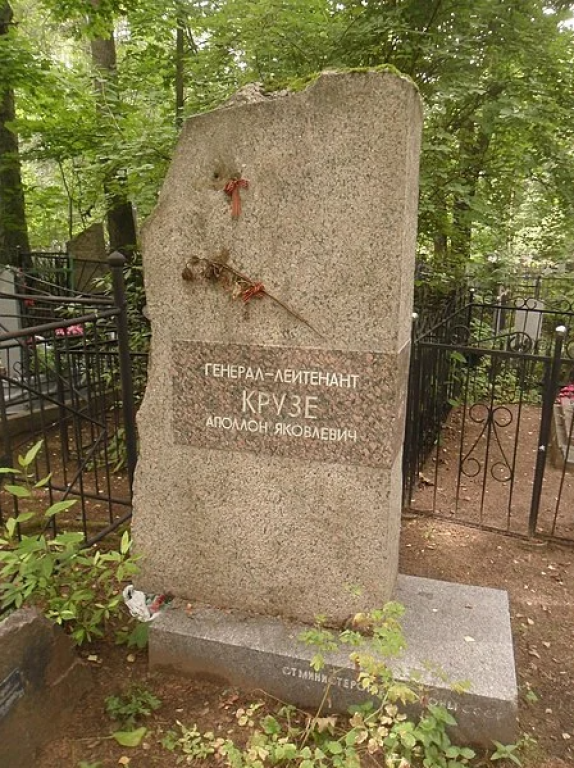 Могила Аполлона Крузе. Бронзовый барельеф был похищен в 1997 г.