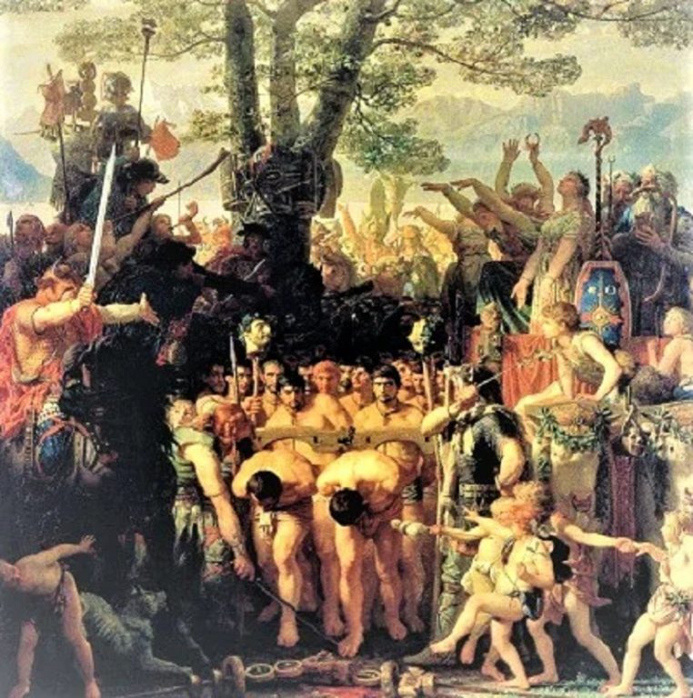 Марк Глейр «Пленные римские воины под ярмом у германцев» (1858 год)