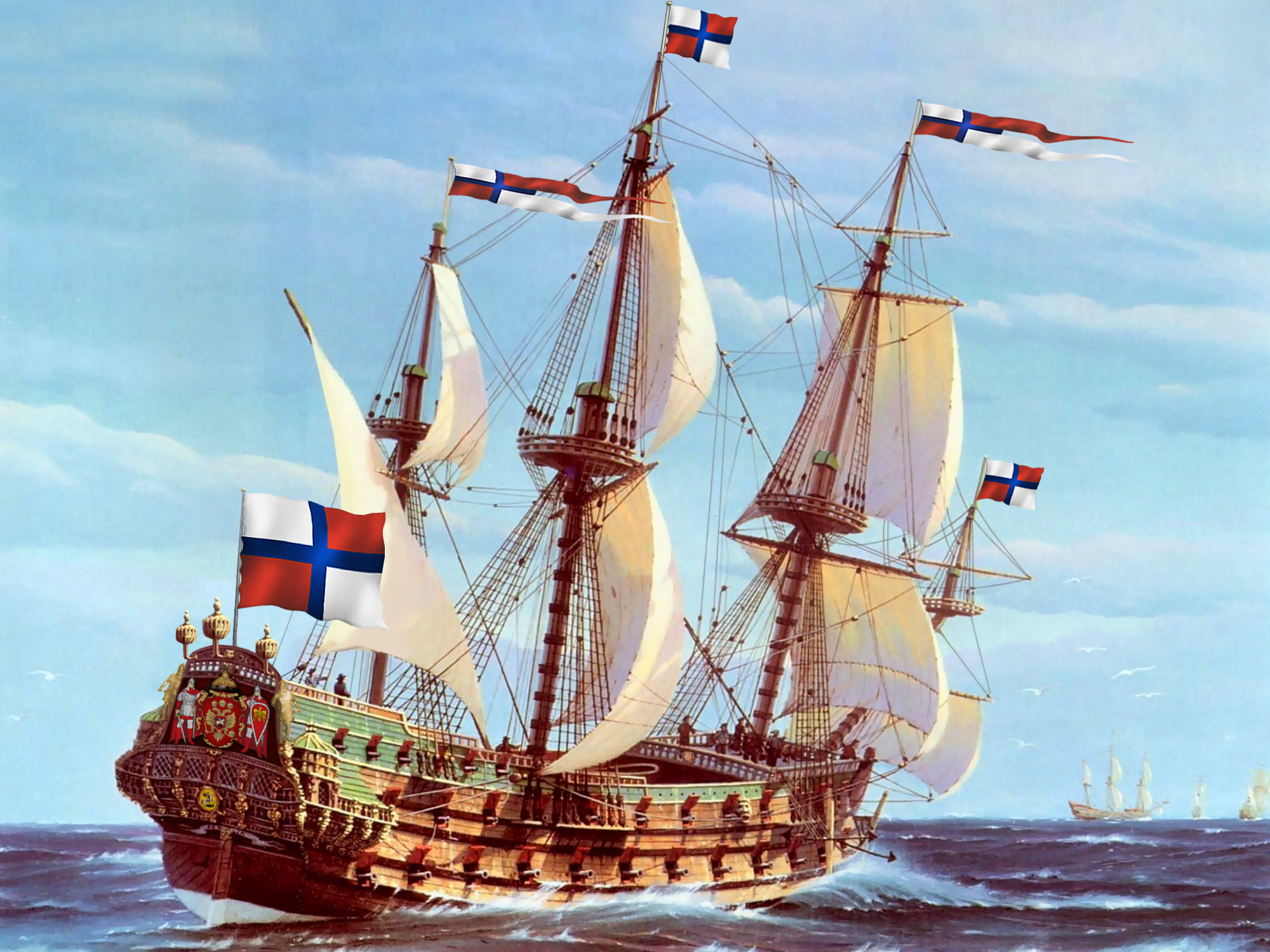 Парусный корабль 17 века Фрегат