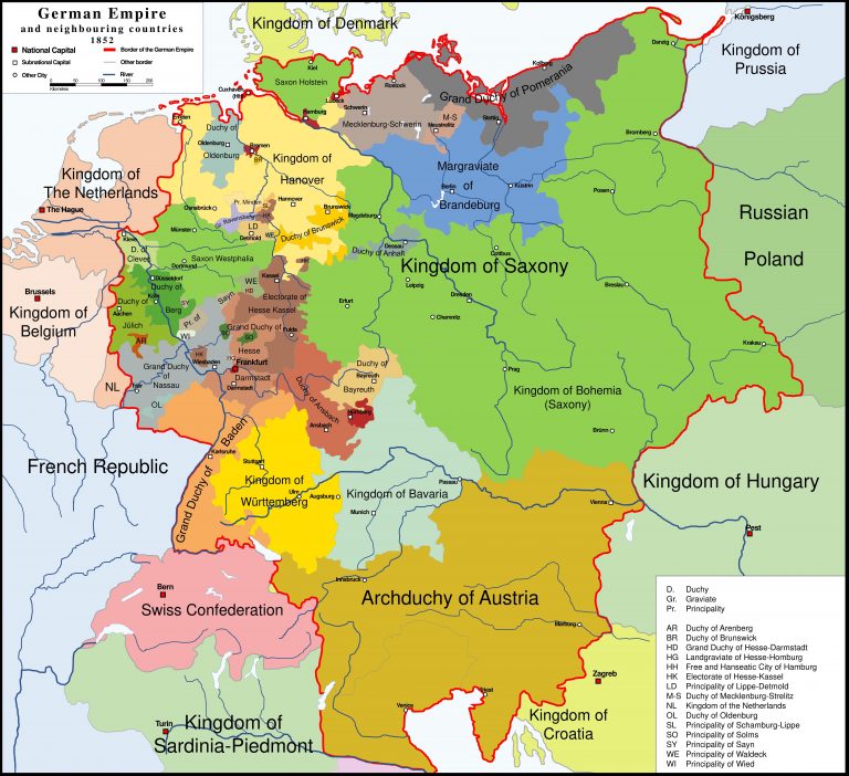 Карта Германской Империи на 1851 год