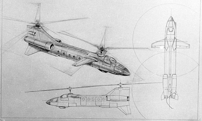 Эскизное изображение вертолёта В-50, фото: журнал «Авиация и космонавтика», №11 за 2017 год