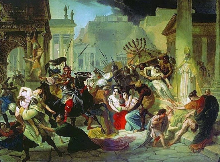 Нашествие короля вандалов Гейзериха на Рим. Эскиз К. Брюллова. Ок. 1834
