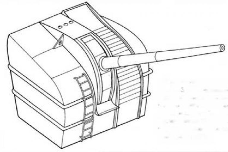120-мм орудие тип 10 со щитом. Этими универсальными пушками со временем заменили 140-мм артиллерию на легких крейсерах водоизмещением 5500 т и на экспериментальном легком крейсере «Юбари».