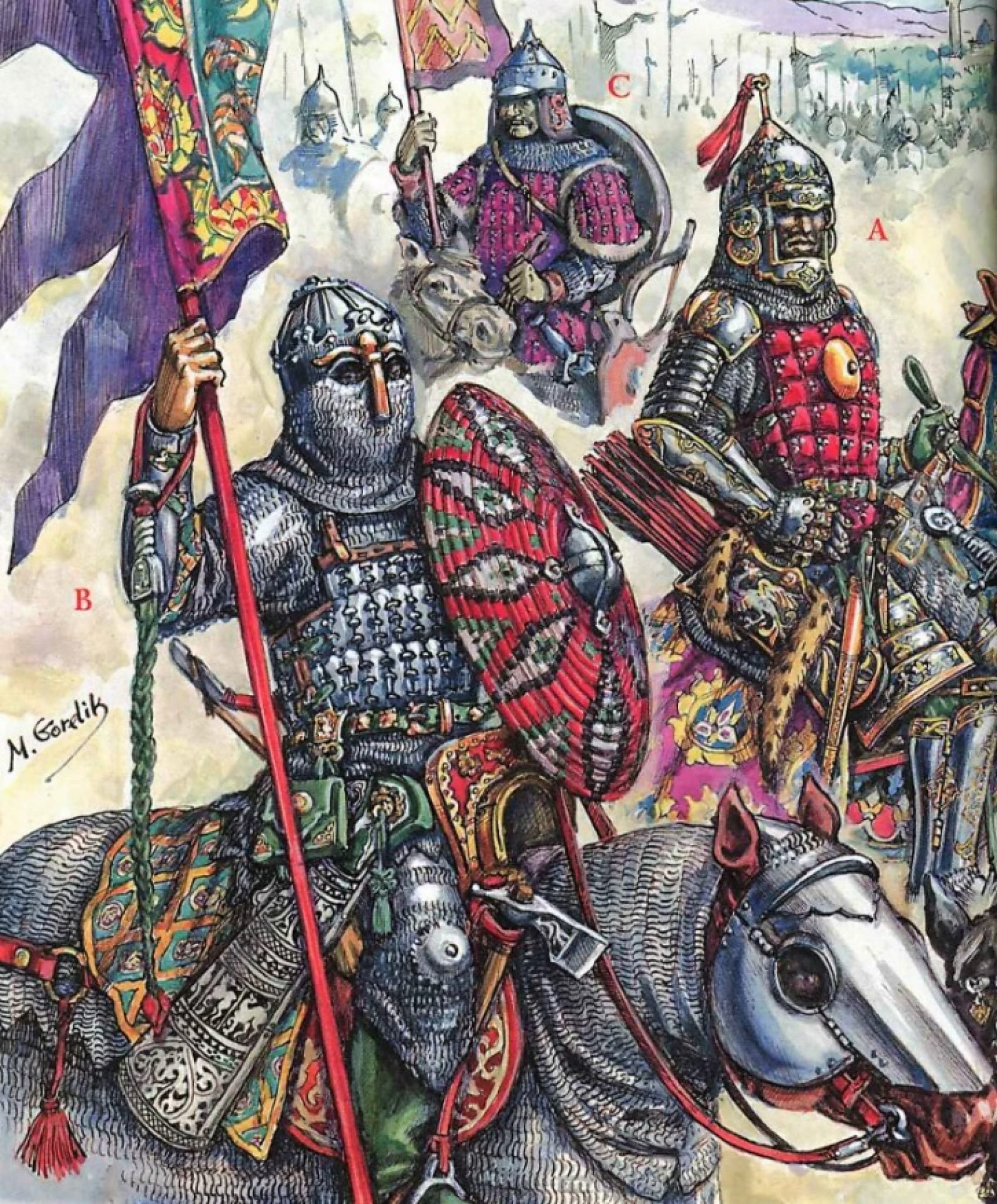 Русский князь военачальник разбивший татар в куликовской. Монгольский катафрактарий Горелик. Горелик Куликовская битва. Татаро-монгольские воины Горелик.
