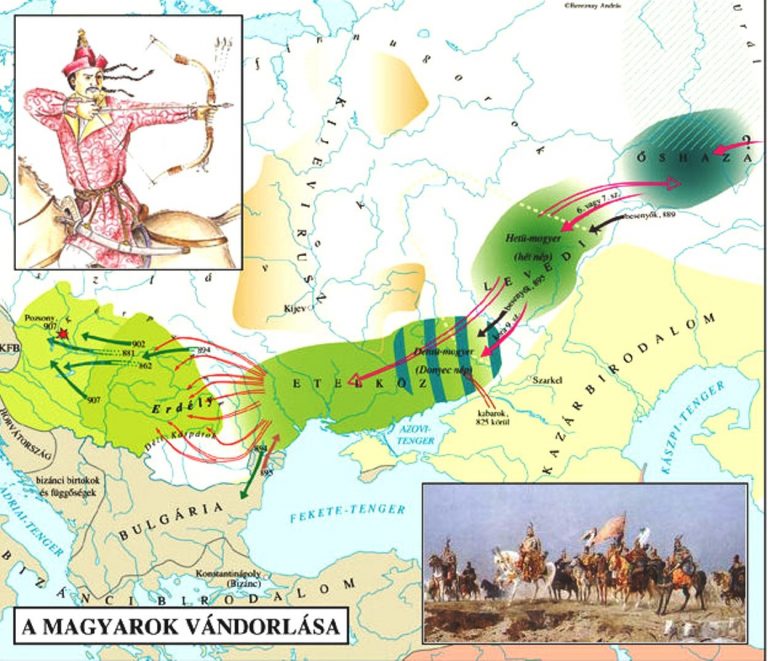  Карта миграции венгерских племён