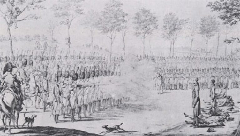 Расстрел заговорщиков, иллюстрация из французского издания 1851 года. Фото: Wikimedia Commons
