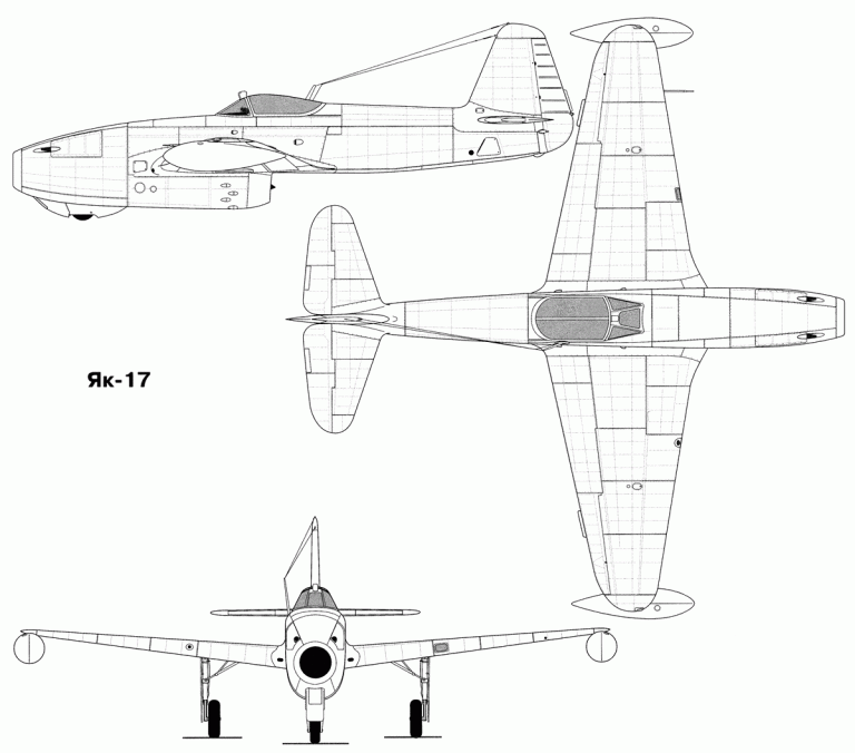 Общая схема самолета Як-17.