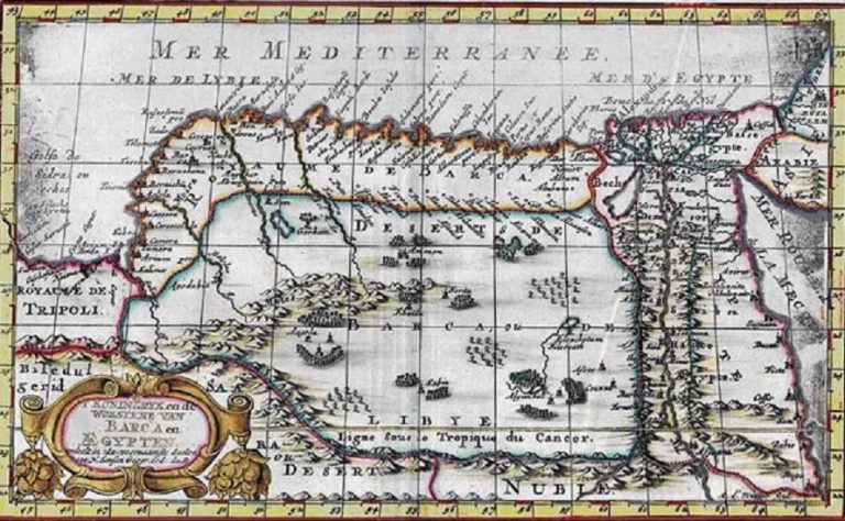     Рис. 7. Восточная Сахара, с реками, многочисленными деревьями и, по-видимому, зеленой травой на карте Сансона 1705 г.