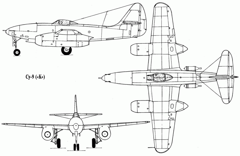  Схема истребителя-бомбардировщика Су-9
