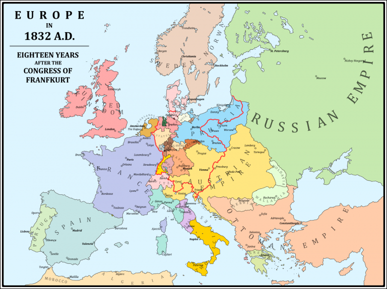    Карта Европы после Франкфуртского конгресса