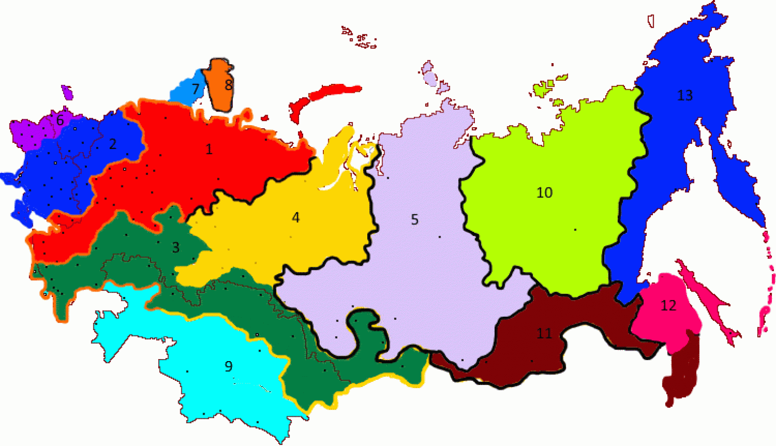 Карта разваленной россии