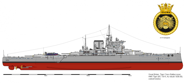  Линейный крейсер Тайгер после модернизации 1936 года